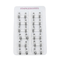 Stainless Steel Huggie Hoop Earring, stardust, original color, 4x12x13mm, 12Pairs/Lot, Sold By Lot