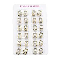 Stainless Steel Huggie Hoop Earring, plated, flower cut & two tone, 7x12.50x13mm, 12Pairs/Lot, Sold By Lot