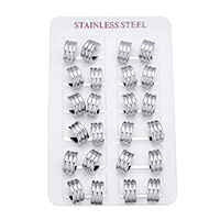 Stainless Steel Huggie Hoop Earring, original color, 7x12x13mm, 12Pairs/Lot, Sold By Lot