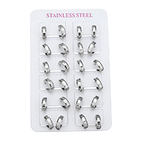 Stainless Steel Huggie Hoop Earring, original color, 4x12.50x13mm, 12Pairs/Lot, Sold By Lot