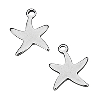 Stainless Steel Animal Pendants, Starfish, original color, 9x12x1mm, Hole:Approx 1mm, 1000PCs/Lot, Sold By Lot