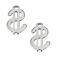 Stainless Steel Pendants, Dollar Sign, original color, 7x11x1mm, Hole:Approx 1mm, 1000PCs/Lot, Sold By Lot