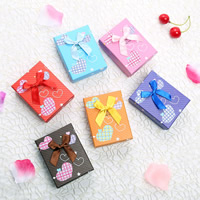 Cardboard Jewelry Set Box finger ring & earring with Sponge & Satin Ribbon Rectangle mixed colors Sold By Lot