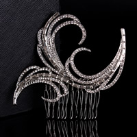 Bridal Decorative Hair Comb Zinc Alloy with Crystal silver color plated for bridal & faceted & with rhinestone lead & cadmium free 80-120mm Sold By PC