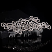 Bridal Decorative Hair Comb, Tibetan Style, silver color plated, for bridal & with rhinestone, lead & cadmium free, 150x50mm, Sold By PC