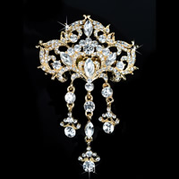 Bridal Decorative Hair Comb, Tibetan Style, with Crystal, gold color plated, for bridal & faceted & with rhinestone, lead & cadmium free, 90x62mm, Sold By PC