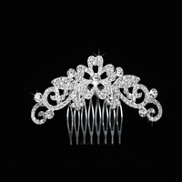 Bridal Decorative Hair Comb, Tibetan Style, Flower, silver color plated, for bridal & with rhinestone, lead & cadmium free, 100x58mm, Sold By PC