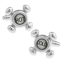 Cufflinks, Brass, Tap, platinum color plated, with letter pattern & enamel, nickel, lead & cadmium free, 10-20mm, Sold By Pair