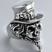 Stainless Steel Finger Ring for Men Titanium Steel Skull & for man & blacken 18-22mm Sold By Bag