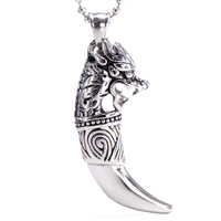 Titanium Steel Pendants Wolf Tooth blacken Approx 3-5mm Sold By Bag