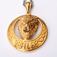 Titanium Steel Pendants Lion gold color plated Approx 3-5mm Sold By Bag