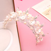 Bridal Tiaras Zinc Alloy with ABS Plastic Pearl & Crystal Crown silver color plated for bridal & faceted & with rhinestone lead & cadmium free Sold By Bag
