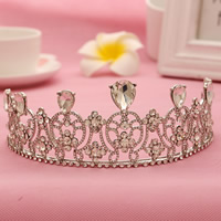 Bridal Tiaras Zinc Alloy with Crystal Crown silver color plated for bridal & faceted & with rhinestone lead & cadmium free 160mm Sold By Bag