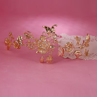 Krone, Zinklegierung, Blume, goldfarben plattiert, für Braut, frei von Blei & Kadmium, 160mm, 3PCs/Tasche, verkauft von Tasche