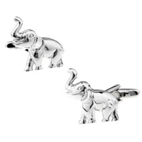 Cufflinks, Brass, Elephant, platinum color plated, nickel, lead & cadmium free, 10-20mm, Sold By Pair