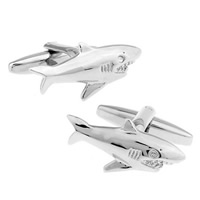 Cufflinks, Brass, Shark, platinum color plated, nickel, lead & cadmium free, 10-20mm, Sold By Pair