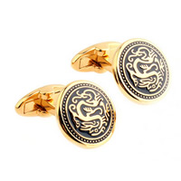Cufflinks Brass Flat Round gold color plated enamel nickel lead & cadmium free 10-20mm Sold By Pair