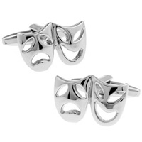 Cufflinks Brass Mask platinum color plated nickel lead & cadmium free 10-20mm Sold By Pair