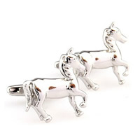 Cufflinks, Brass, Horse, platinum color plated, nickel, lead & cadmium free, 10-20mm, Sold By Pair