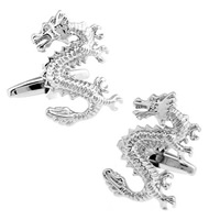 Cufflinks Brass Dragon platinum color plated nickel lead & cadmium free 10-20mm Sold By Pair