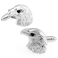 Cufflinks Brass Eagle platinum color plated enamel nickel lead & cadmium free 10-20mm Sold By Pair