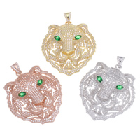 Cubic Zirconia Micro Pave Brass Pendant Tiger plated micro pave cubic zirconia nickel lead & cadmium free Approx Sold By PC