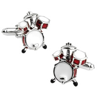 Cufflinks Brass Musical Instrument platinum color plated enamel nickel lead & cadmium free 10-20mm Sold By Pair