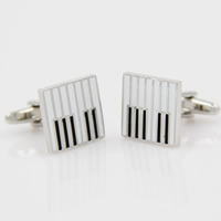 Cufflinks, Brass, Square, platinum color plated, enamel, nickel, lead & cadmium free, 10-20mm, Sold By Pair