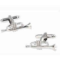 Cufflinks Brass Trumpet platinum color plated nickel lead & cadmium free 10-20mm Sold By Pair