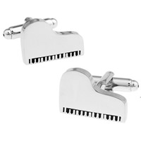 Cufflinks Brass Piano platinum color plated enamel nickel lead & cadmium free 10-20mm Sold By Pair