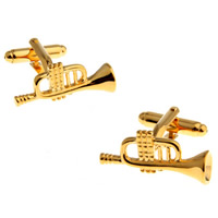 Cufflinks, Brass, Trumpet, gold color plated, nickel, lead & cadmium free, 10-20mm, Sold By Pair
