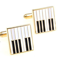 Cufflinks Brass Piano gold color plated enamel nickel lead & cadmium free 10-20mm Sold By Pair
