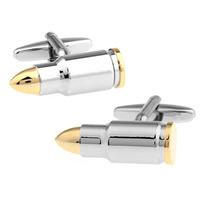 Cufflinks, Brass, Bullet, plated, two tone, nickel, lead & cadmium free, 10-20mm, Sold By Pair
