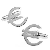 Cufflinks, Brass, Euro Sign, platinum color plated, nickel, lead & cadmium free, 10-20mm, Sold By Pair