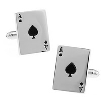 Cufflinks, Brass, Poker, platinum color plated, with letter pattern & enamel, nickel, lead & cadmium free, 10-20mm, Sold By Pair