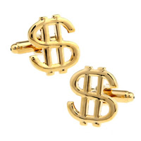 Cufflinks, Brass, Dollar Sign, gold color plated, nickel, lead & cadmium free, 10-20mm, Sold By Pair