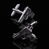 Cufflinks, Brass, Gun, plumbum black color plated, nickel, lead & cadmium free, 10-20mm, Sold By Pair