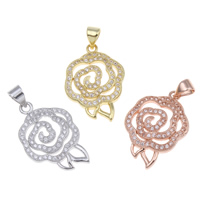 Cubic Zirconia Micro Pave Brass Pendant Rose plated micro pave cubic zirconia nickel lead & cadmium free Approx 1mm Sold By PC