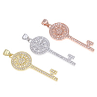 Cubic Zirconia Micro Pave Brass Pendant Key plated micro pave cubic zirconia nickel lead & cadmium free Approx Sold By PC