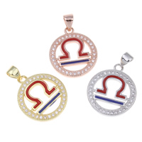 Cubic Zirconia Micro Pave Brass Pendant Libra plated micro pave cubic zirconia & enamel nickel lead & cadmium free Approx Sold By PC