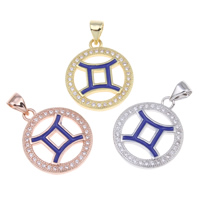 Cubic Zirconia Micro Pave Brass Pendant Gemini plated micro pave cubic zirconia & enamel nickel lead & cadmium free Approx Sold By PC