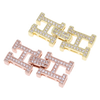 Brass Fold Over Clasp Letter H plated micro pave cubic zirconia nickel lead & cadmium free Approx 1mm Sold By PC
