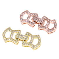 Brass Fold Over Clasp, plated, micro pave cubic zirconia, more colors for choice, nickel, lead & cadmium free, 25x11x4mm, Hole:Approx 1mm, Sold By PC
