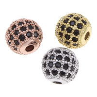 Cubic Zirconia Micro Pave Brass Beads Round plated micro pave cubic zirconia nickel lead & cadmium free 8mm Approx 1.5mm Sold By PC