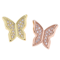 Cubic Zirconia Micro Pave Brass Connector Butterfly plated micro pave cubic zirconia & 1/1 loop nickel lead & cadmium free Approx 1mm Sold By PC