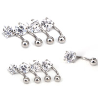 Stainless Steel Belly Ring, 316L Stainless Steel, Unisex & with rhinestone & mixed, original color, 10x1.60mm, 3PCs/Lot, Sold By Lot