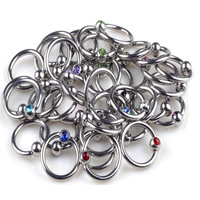 Stainless Steel Nose Piercing Jewelry 316L Stainless Steel Unisex & with rhinestone mixed colors Sold By Lot