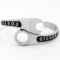 Unisex Bracelet, Titanium Steel, Wrench, word forever, with letter pattern & blacken, Inner Diameter:Approx 44mm, Length:Approx 5.5 Inch, 3PCs/Lot, Sold By Lot