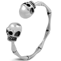 Men Bracelet, Titanium Steel, Skull, for man & blacken, Inner Diameter:Approx 60mm, Length:Approx 7.4 Inch, 3PCs/Lot, Sold By Lot