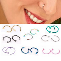 Stainless Steel Nose Piercing Jewelry, 316L Stainless Steel, plated, mixed colors, 8mm, 1mm, 10PCs/Lot, Sold By Lot